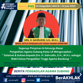 Selamat Wakil Ketua Pengadilan Tinggi Agama Bandung yang baru.