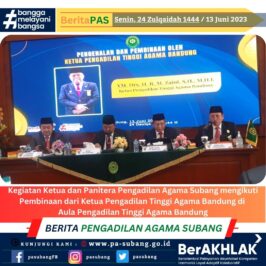 Kegiatan Ketua dan Panitera Pengadilan Agama Subang mengikuti Pembinaan dari Ketua Pengadilan Tinggi Agama Bandung di Aula Pengadilan Tinggi Agama Bandung