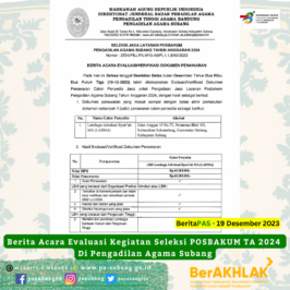 Berita Acara Evaluasi Kegiatan Seleksi POSBAKUM TA 2024 Di Pengadilan Agama Subang