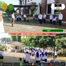 Kegiatan Apel Pagi dan Penyerahan Piagam Agen Perubahan 2025 serta Pegawai Terbaik tahun 2024 di Pengadilan Agama Subang