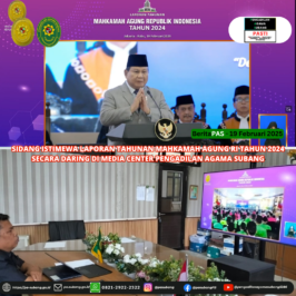 Sidang Istimewa Laporan Tahunan Mahkamah Agung RI Tahun 2024 Secara Daring Di Media Center Pengadilan Agama Subang