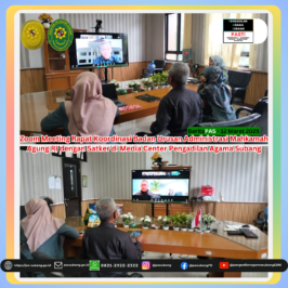 Zoom Meeting Rapat Koordinasi Badan Urusan Administrasi Mahkamah Agung RI dengan Satker Mahkamah Agung RI di Media Center Pengadilan Agama Subang