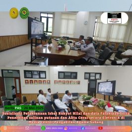 Sosialisasi Pelaksanaan Isbat Rukyat Hilal dan data Falakiyah Serta Penerbitan salinan putusan dan Akta Cerai secara Eletronik di Media Center Pengadilan Agama Subang