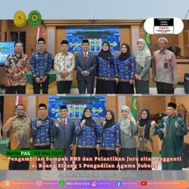 Pengambilan Sumpah PNS dan Pelantikan Juru sita Pengganti di Ruang SIdang 1 Pengadilan Agama Subang