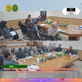 Rapat TLHP BINWAS PTA BANDUNG oleh tim Kesekretariatan di Media Center Pengadilan Agama Subang