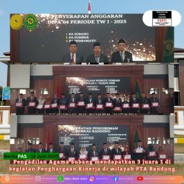 Pengadilan Agama Subang mendapatkan 3 juara 1 di kegiatan Penghargaan Kinerja di wilayah PTA Bandung