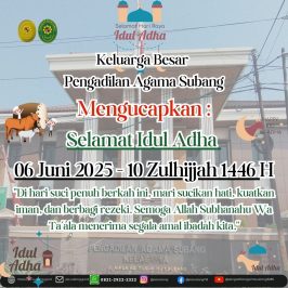 Keluarga Besar Pengadilan Agama Subang Mengucapkan : Selamat Idul Adha