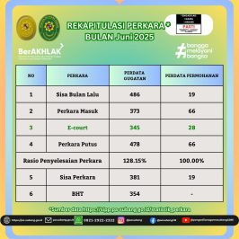 📊 REKAPITULASI PERKARA JUNI 2025  💰 REALISASI ANGGARAN DIPA 01 & 04 HASIL SURVEI TRIWULAN II – 2025