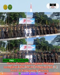Ketua Pengadilan Agama Subang turut menghadiri upacara peringatan Hari Ulang Tahun ke-79 Bhayangkara / Polri yang diselenggarakan di Kabupaten Subang.