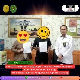 🤝Wakil Ketua Pengadilan Agama Subang dan berhasil menghasilkan kesepakatan damai antara para pihak