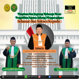 Keluarga Besar Pengadilan Agama Subang Mengucapkan: Selamat dan Sukses Atas Terpilihnya YM H. Suharto, S.H., M.Hum. Sebagai Wakil Ketua Mahkamah Agung RI Bidang Yudisial Periode 2025 -2030
