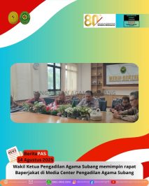 BeritaPAS – 14 Agustus 2025 Wakil Ketua Pengadilan Agama Subang memimpin rapat Baperjakat di Media Center Pengadilan Agama Subang