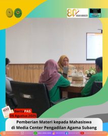 BeritaPAS – 📚 Pemberian Materi kepada Mahasiswa Magang Panitera Muda Gugatan PA Subang – Embay Bayinah, S.Ag.