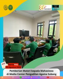 BeritaPAS – 📚 Pemberian Materi kepada Mahasiswa Magang Sekretaris PA Subang – Ato Sunarto, S.Ag.