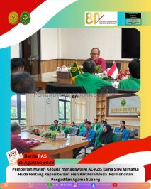 BeritaPAS – 21 Agustus 2025 Pemberian Materi Kepada mahasiswaIAI AL-AZIS sama STAI Miftahul Huda tentang Kepaniteraan oleh Panitera Muda Permohonan Pengadilan Agama Subang