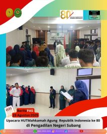 Upacara HUT Mahkamah Agung Republik Indonesia ke 80 di Pengadilan Negeri Subang