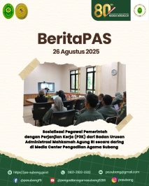 Pengadilan Agama Subang mengikuti Sosialisasi Pegawai Pemerintah dengan Perjanjian Kerja (P3K) yang diselenggarakan oleh Badan Urusan Administrasi Mahkamah Agung RI secara daring