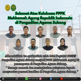 Selamat Atas Kelulusan PPPKMahkamah Agung Republik Indonesiadi Pengadilan Agama Subang