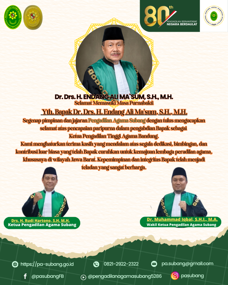 Selamat Memasuki Masa PurnabaktiYth. Bapak Dr. Drs. H. Endang Ali Ma’sum, S.H., M.H.