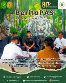 Descente no perkara 4239/Pdt.G/2024/PA.Bks oleh Pengadilan Agama Subang di Desa Palasari Kecamatan Ciater Kabupaten Subang