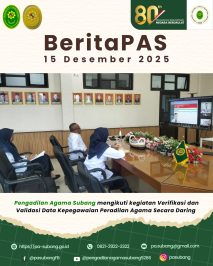 Pengadilan Agama Subang mengikuti kegiatan Verifikasi dan Validasi Data Kepegawaian Peradilan Agama Secara Daring
