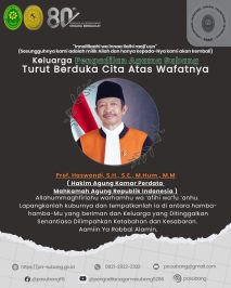 “Innalillaahi wa innaa ilaihi raaji’uun” (Sesungguhnya kami adalah milik Allah dan hanya kepada-Nya kami akan kembali) Keluarga Pengadilan Agama Subang Turut Berduka Cita Atas Wafatnya Prof. Haswandi, S.H., S.E., M.Hum., M.M ( Hakim Agung Kamar Perdata Mahkamah Agung Republik Indonesia )