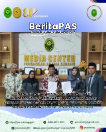 PENANDATANGANAN MOU (MEMORANDUM OF UNDERSTANDING) TRIDHARMA PERGURUAN TINGGI SEKOLAH TINGGI AGAMA ISLAM (STAI) RIYADHUL JANNAH SUBANG DENGAN PENGADILAN AGAMA SUBANG