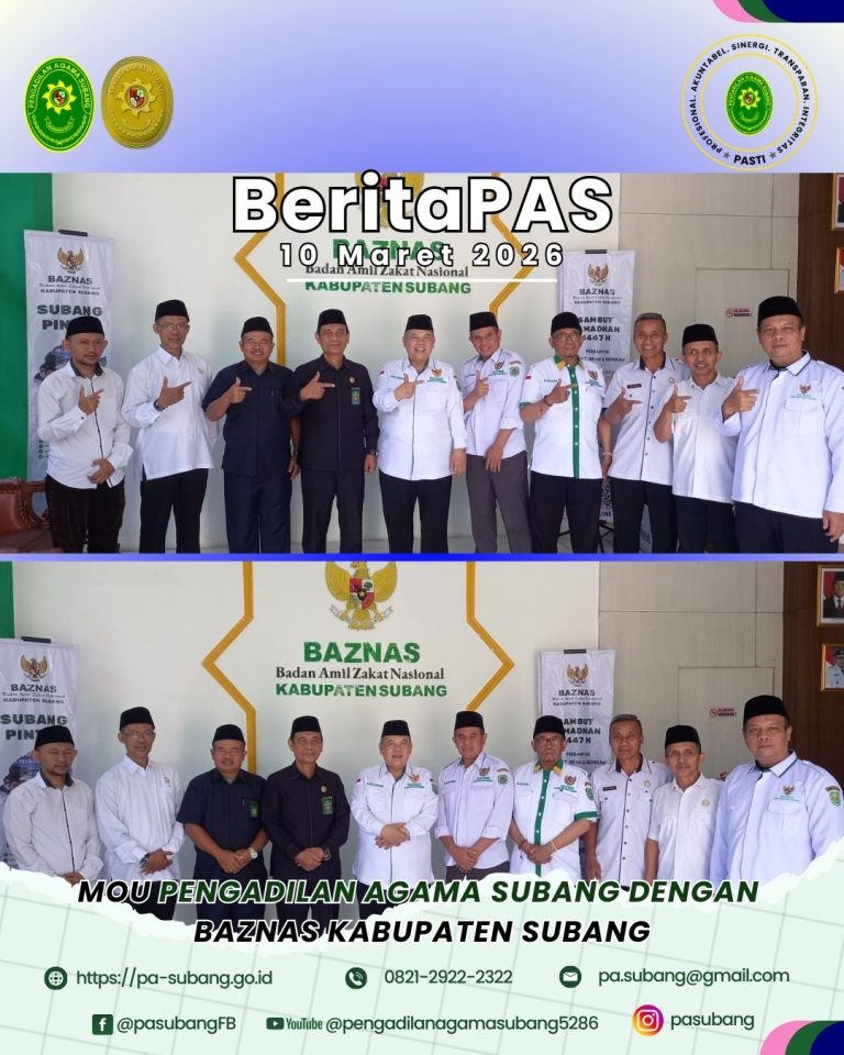 MOU Pengadilan Agama Subang dengan BAZNAS Kabupaten Subang