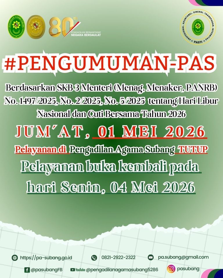 Selamat memasuki masa Purna Bakti 1996 – 2026 Drs H. Hasan Basri